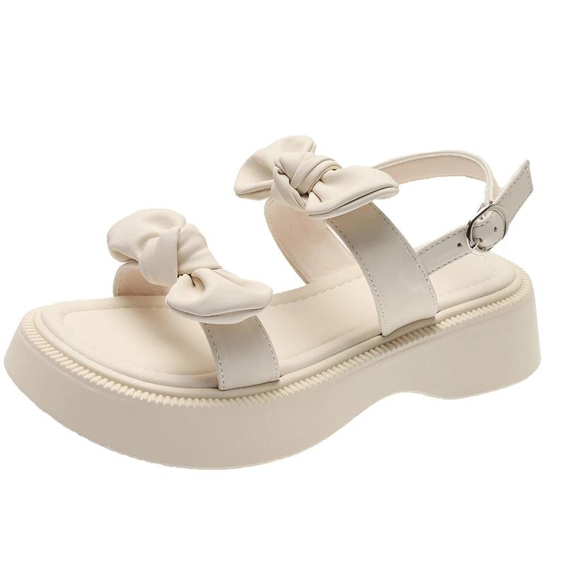 

Распродажа женской обуви 2024 года, высококачественные современные женские сандалии, летние повседневные сандалии, женские туфли на толстой подошве, однотонные женские туфли 35 бежевый