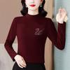 Autumn Winter Style German Velvet Thickened Warm Half Turtle Collar Hot Diamond Pullover Versatile and Comfortable Top for Women