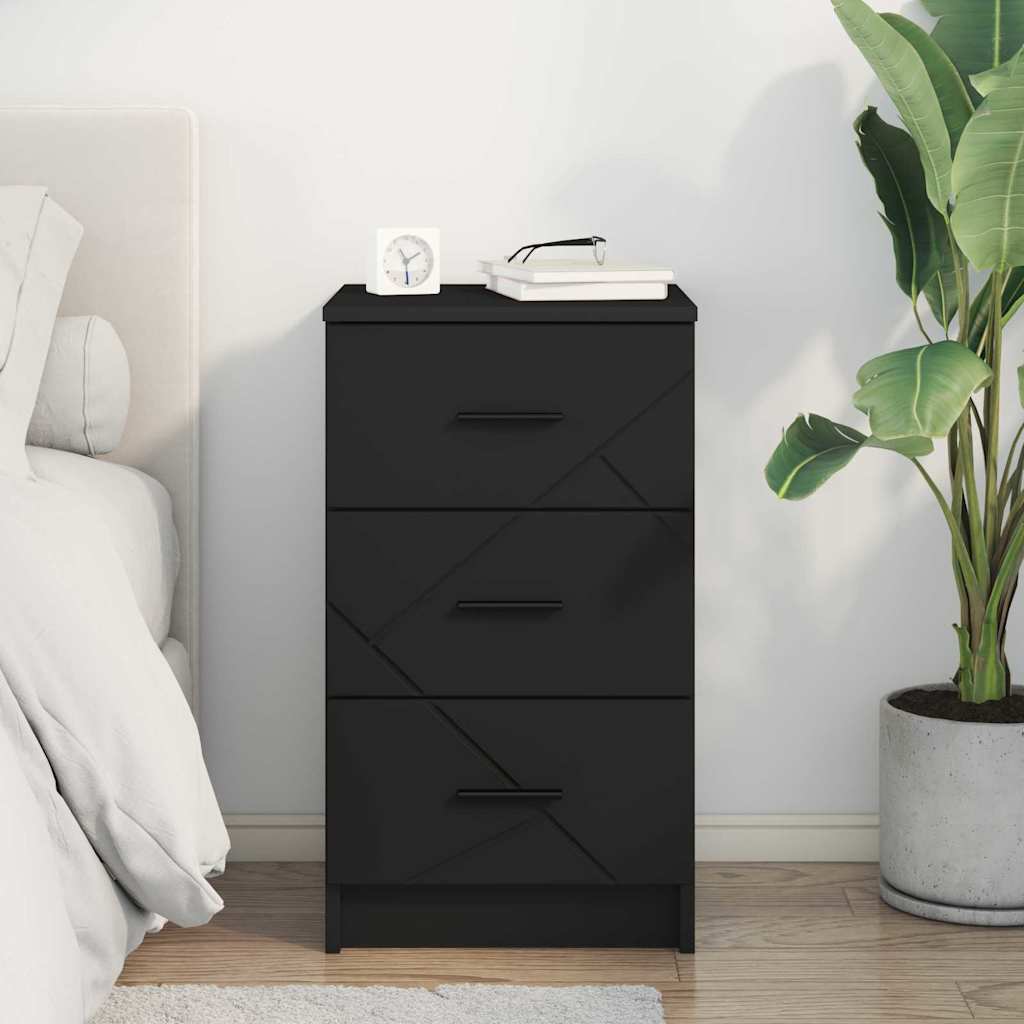Nightstand with Drawers Black 38 x 38 x 66 cm Engineered Wood
