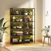 Bookshelf with 5 Levels, Standing Shelf with LED Lighting, 7 Light Colors, for Living Room, 60 x 30 x 179 cm Black