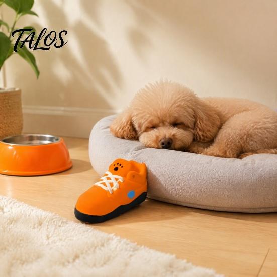 Pet Toys for Reducing Separation Anxiety Cartoon Shoe Squeaky Dog Toy, Funny Sneaker Shape Chew Toy Cute Puppy Fetch Small Medium Dogs, Durable Latex