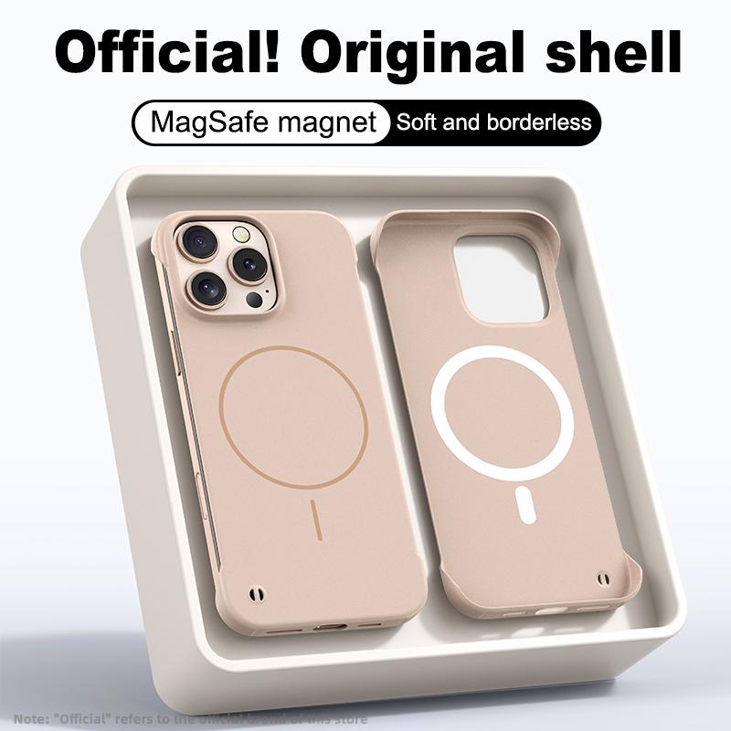 Luxury Frameless Slim for Magsafe Phone Case For iPhone 16E 15 Pro 14 Pro Max 13 12 Wireless Charge Shockproof Magnetic Hard PC Bumper Cover