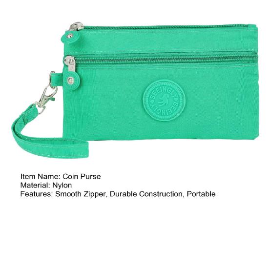 Coin Purse Smooth Zipper Multiple Compartments Small Wallet Minimalist Design Keys Cards Mobile Phone Pouch