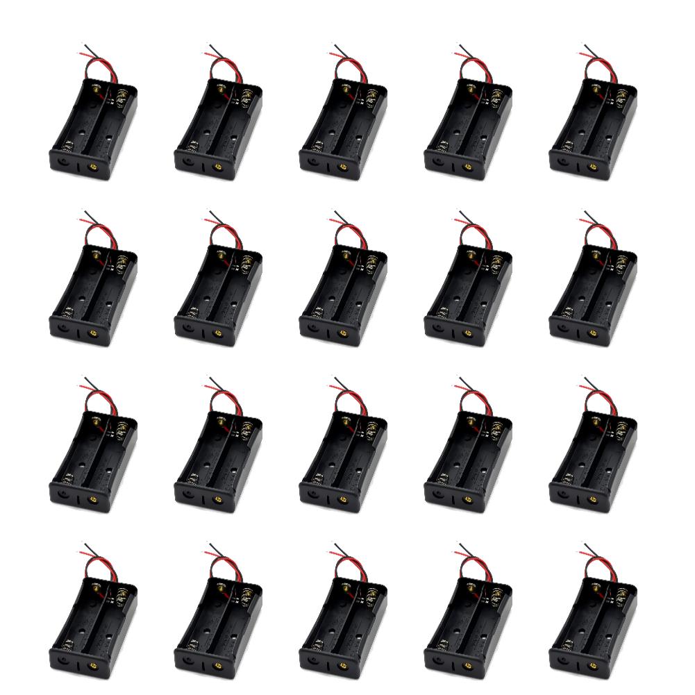 1 2 3 4 Slot DIY Batteries Clip Holder Container Plastic 18650 Holder Box with Wire Lead Black for 18650 3.7V Battery