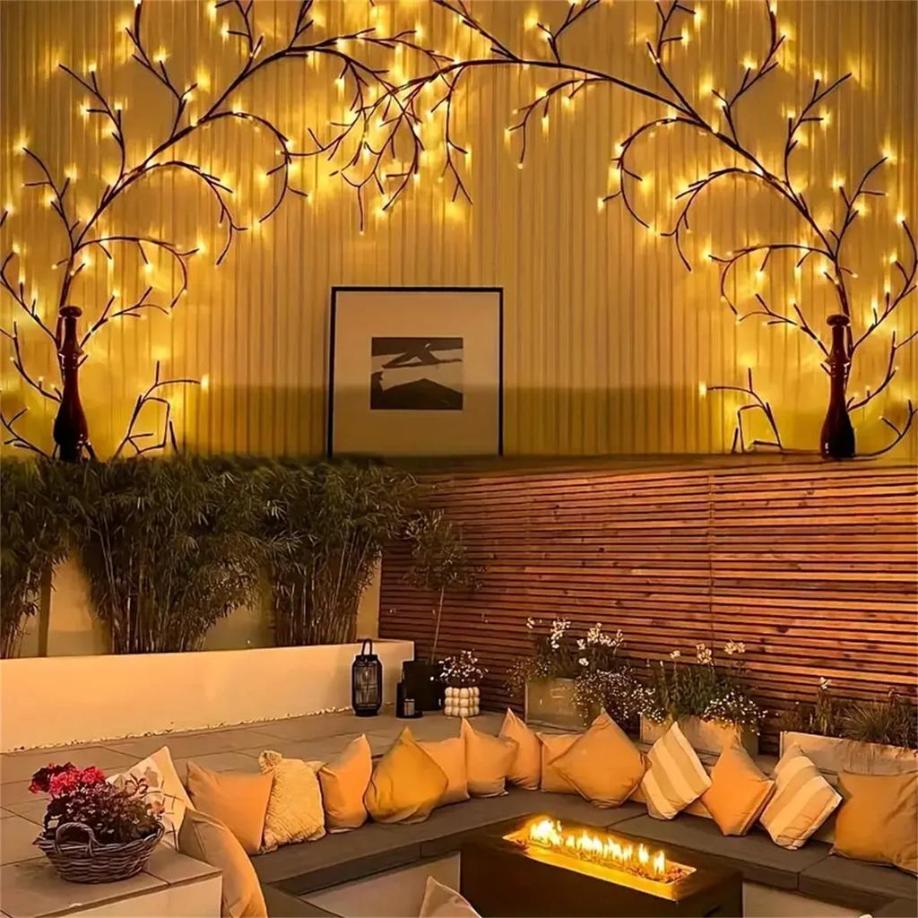 72/96 LED Bendable Willow Branch Lights Birch Tree Lamp 8 Modes Of Vine Tree Christmas Thanksgiving Decoration Atmosphere Light