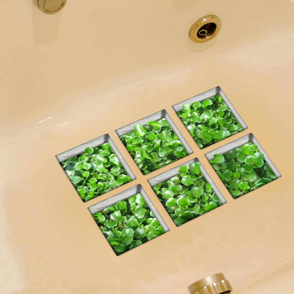 6 Stück vierblättriges Kleeblatt und Blume Badewannenaufkleber, rutschfest, wasserdicht, 3D-Effekt, selbstklebender Badezimmeraufkleber, PVC, abnehmbares Wandbild, 13 x 13 cm