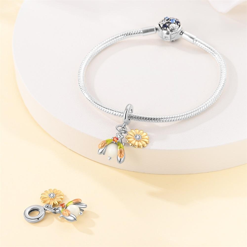 Copper Charms Original Firefly Chrysanthemum Beads Fit Bracelet Jewelry Diy Lady'S Gift Accessory