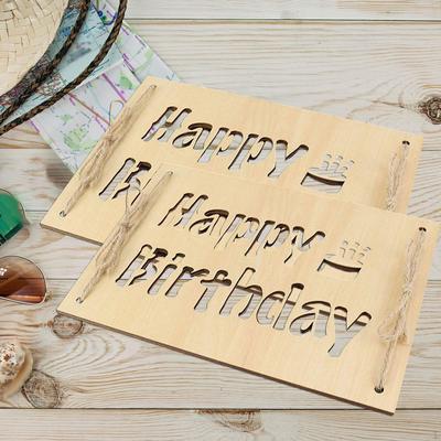 Happy Birthday Wooden Card for Cash Gift, Decorative Money Holder Table Sign Plaque Father,