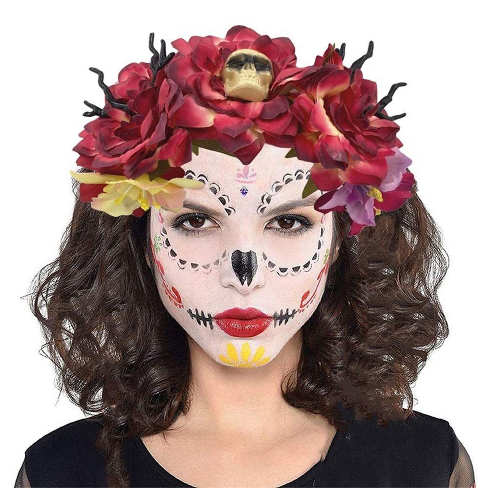 Örümcek Cadılar Bayramı Saç Bandı İskelet Kafatası Saç Çember Simülasyon Çiçek Kafa Bandı Kadın/Çocuk