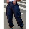 Trendige Stretch-Jeans mit hoher Taille und mehreren Taschen in Übergröße, formend für Damen