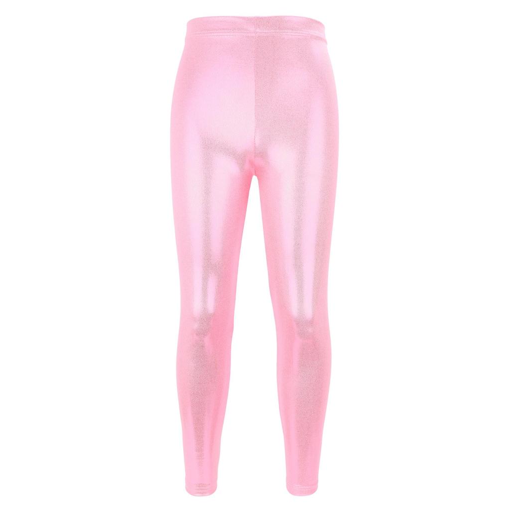 Leggings da Ballo e Yoga per Bambini in Lamina Dorata Lucida: Alta Elasticità, Traspirante