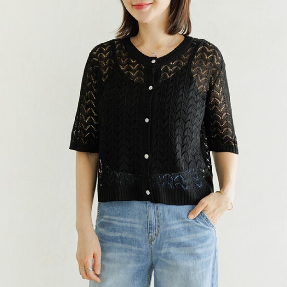 Dedra Knitted Short Sleeve Cardigan 100size Caf3004