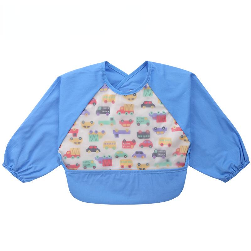 1PCS Cotton Baby Bib Funny Long Sleeve Waterproof Children Kids Bib Burp Clothes Soft Feeding Eat Apron Smock Bib Pocket Clothes