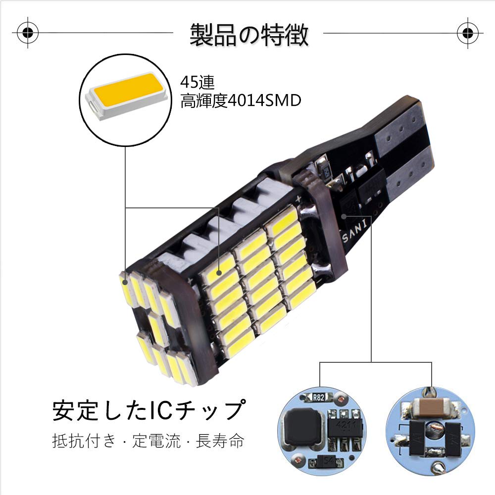 XADMIN LED Back Lamp, T15 / T16 W16W Lamp, CANBUS 45 Row 4014 SMD