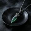 Hetian Green Jade Retro Sword Pendant: Exquisite Niche Ethnic Style Necklace Accessory