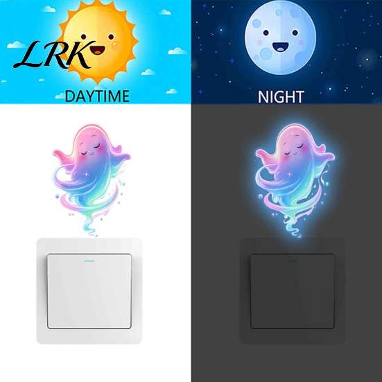 Ghost Wall Stickers Halloween Cute Window Stickers, Rainbow Gradient Cartoon Decals, Holiday Home Decor Waterproof Self-Adhesive for Car Removable PVC