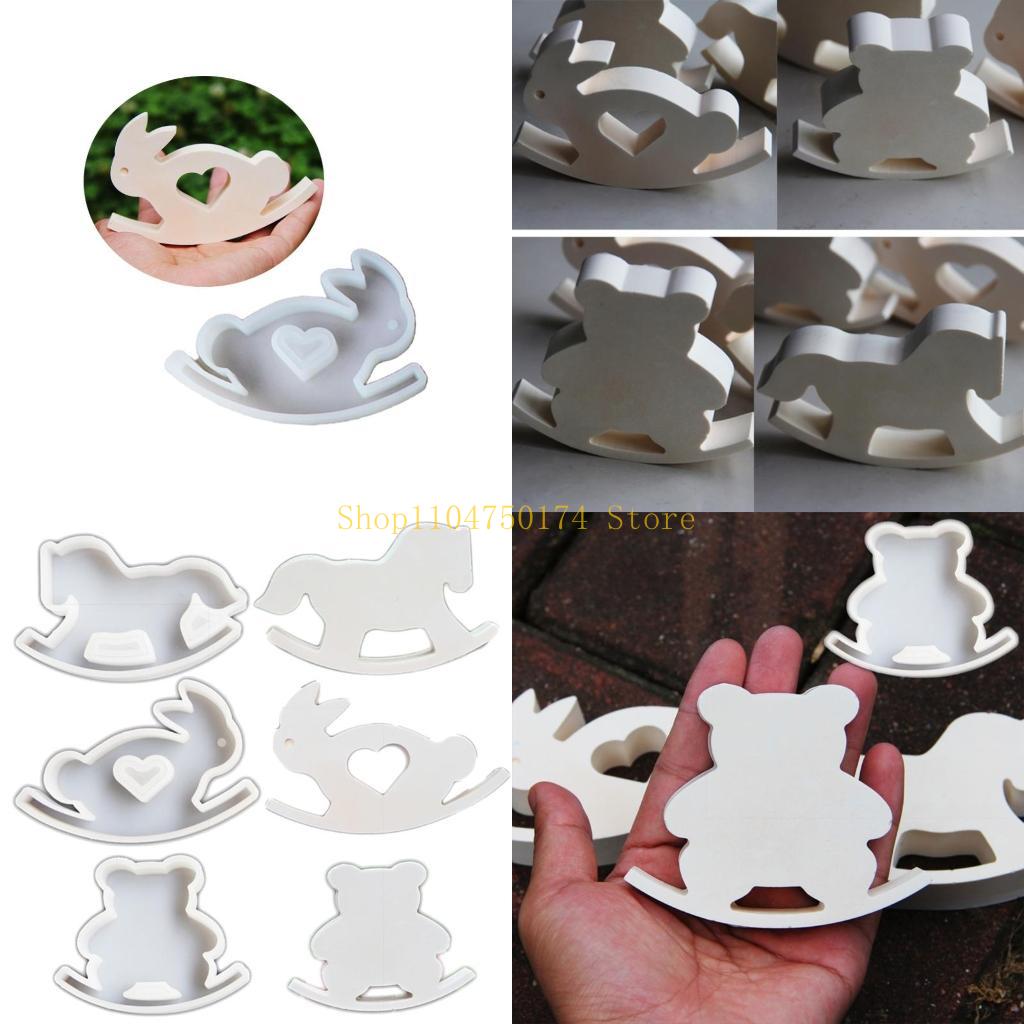 Animal Silicone Molds Rocking Horse Moulds Ornament Epoxy Resin Molds Handmade Desktops Decorations Plasters Molds top sale