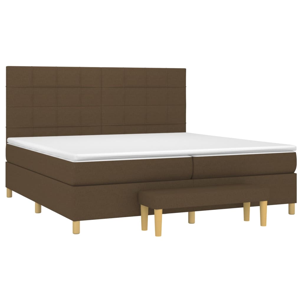 Box Spring Bed with Mattress Dark Brown 200x200 cm Fabric