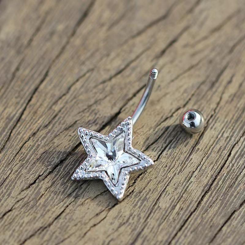 Crystal Pendant Belly Button Ring For Women Star Zircon Navel Ring Jewelry Pentagram Belly Ring Sexy Body Piercing Jewelry