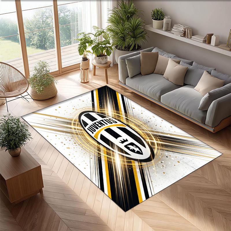 Tappeto in Flanella Stampato Juventus FC Antiscivolo Morbido Poliestere Tappeto per Pavimento Tappetino Decorativo per Interni per Camera da Letto Soggiorno Divano