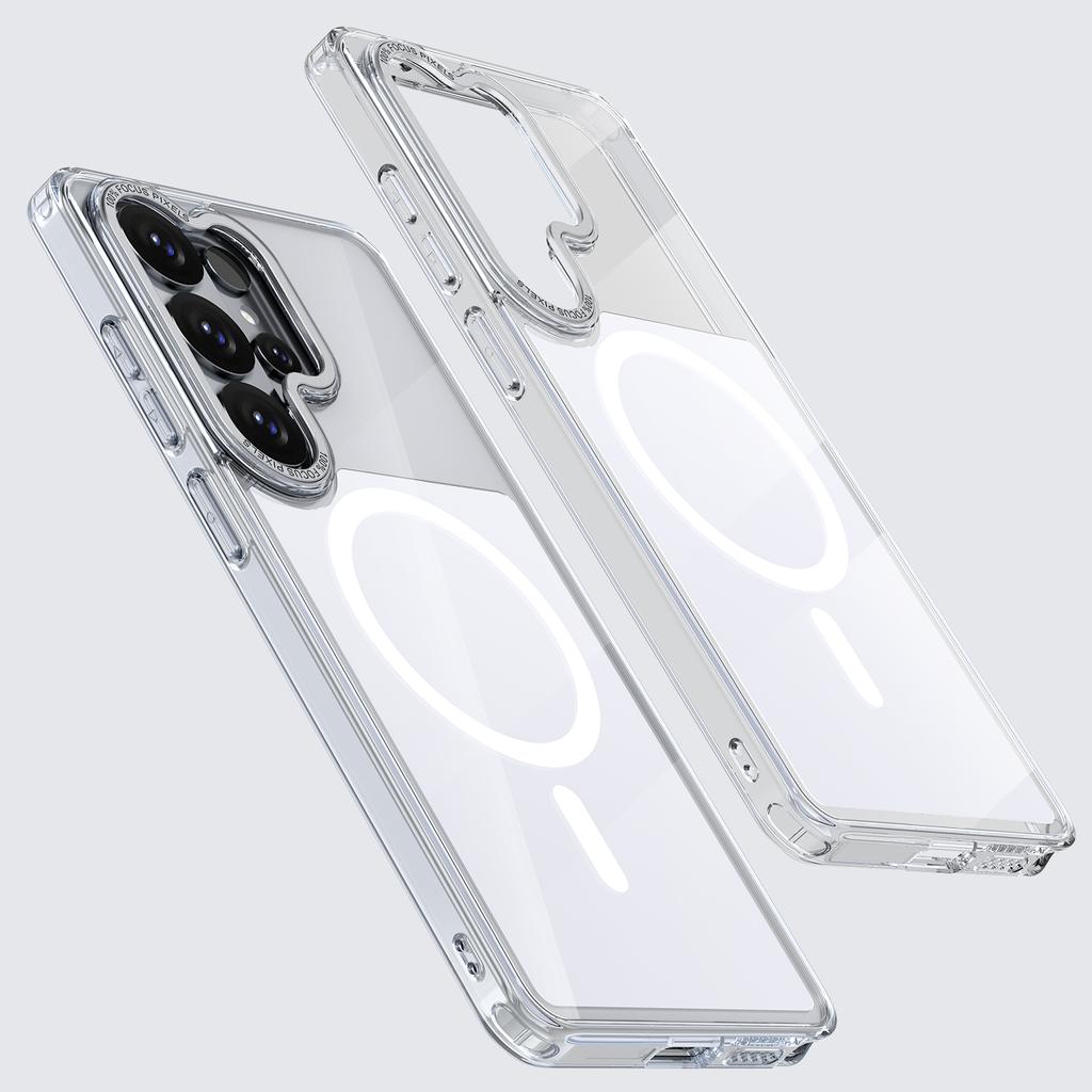 Transparent Magnetic Shockproof Case For Samsung Galaxy S26 Ultra S25 FE S24 Plus S23Ultra S22Ultra TPU Frame Acrylic Back Cover