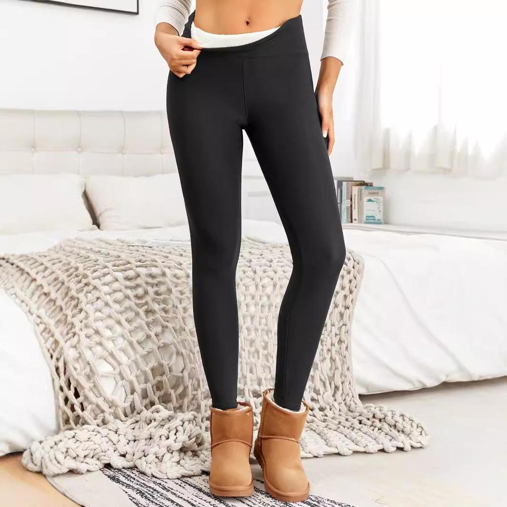 Women's Autumn/Winter High Waist Fleece-Lined Wool Leggings – Velvet, Thick, Warm, Slim Fit.