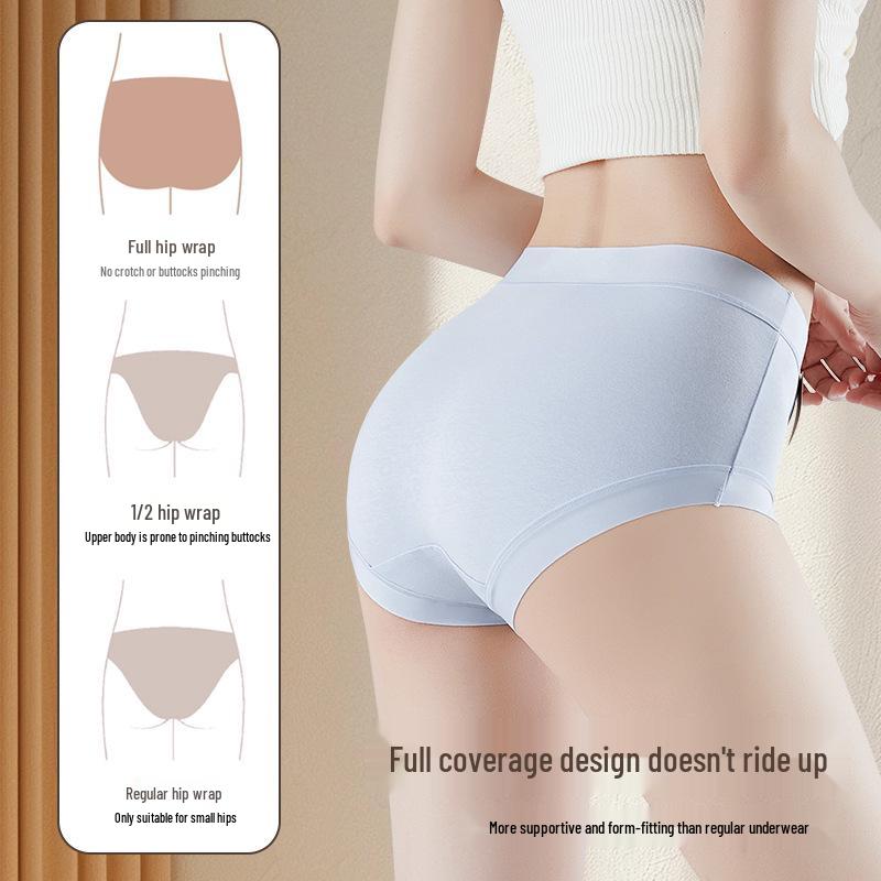 Class A Women's 7A Antibacterial Pure Cotton Mid-Waist Seamless Underwear - Breathable, Tummy-Control, Hip-Lifting