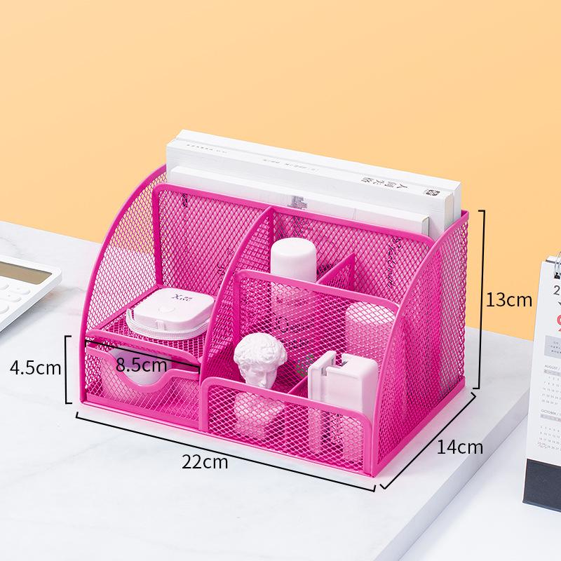 Porte-stylo métallique multifonctionnel de bureau avec tiroir – Organiseur de papeterie créatif et mignon pour bureau et étudiant