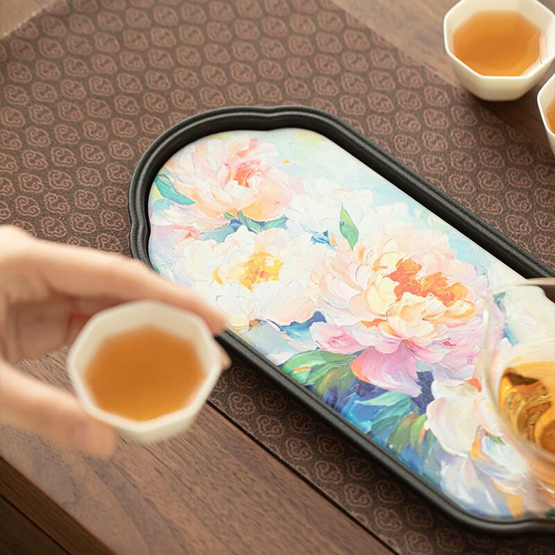 Shangqi Peony Instant Dry Absorbent Metal Tea Tray