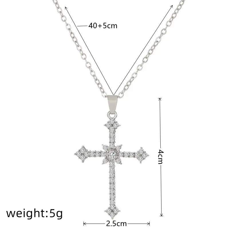1pcs Imitation White Gold-color Necklace Ladies Cold Wind Full Of Diamonds Star Mango Shining Cross Pendant Jewelry