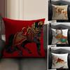 Artistic Retro Horse Cushion Cover Natural Linen Organic Fabric DoubleSided Printing Sofa Home Decor Breathable