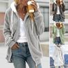 Warm Plush Hooded Jacket for Women Cozy Casual Long Sleeve Zipper Coat