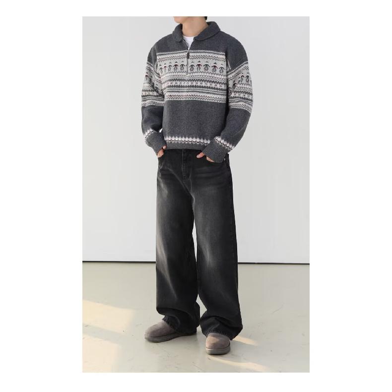 Retro Jeans Men'S Autumn New Style Explosive Street Hooligan Handsome Casual Pants For Teenagers Loose Straight Leg Wide Leg Men'S Pants