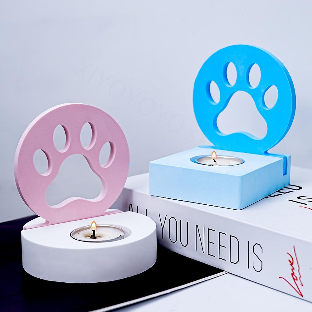 Cute Dog Claw Candlestick Silicone Mold Plaster Resin Candle Holder Ornament Mould DIY Candle Stand Craft Cement Mold Home Decor