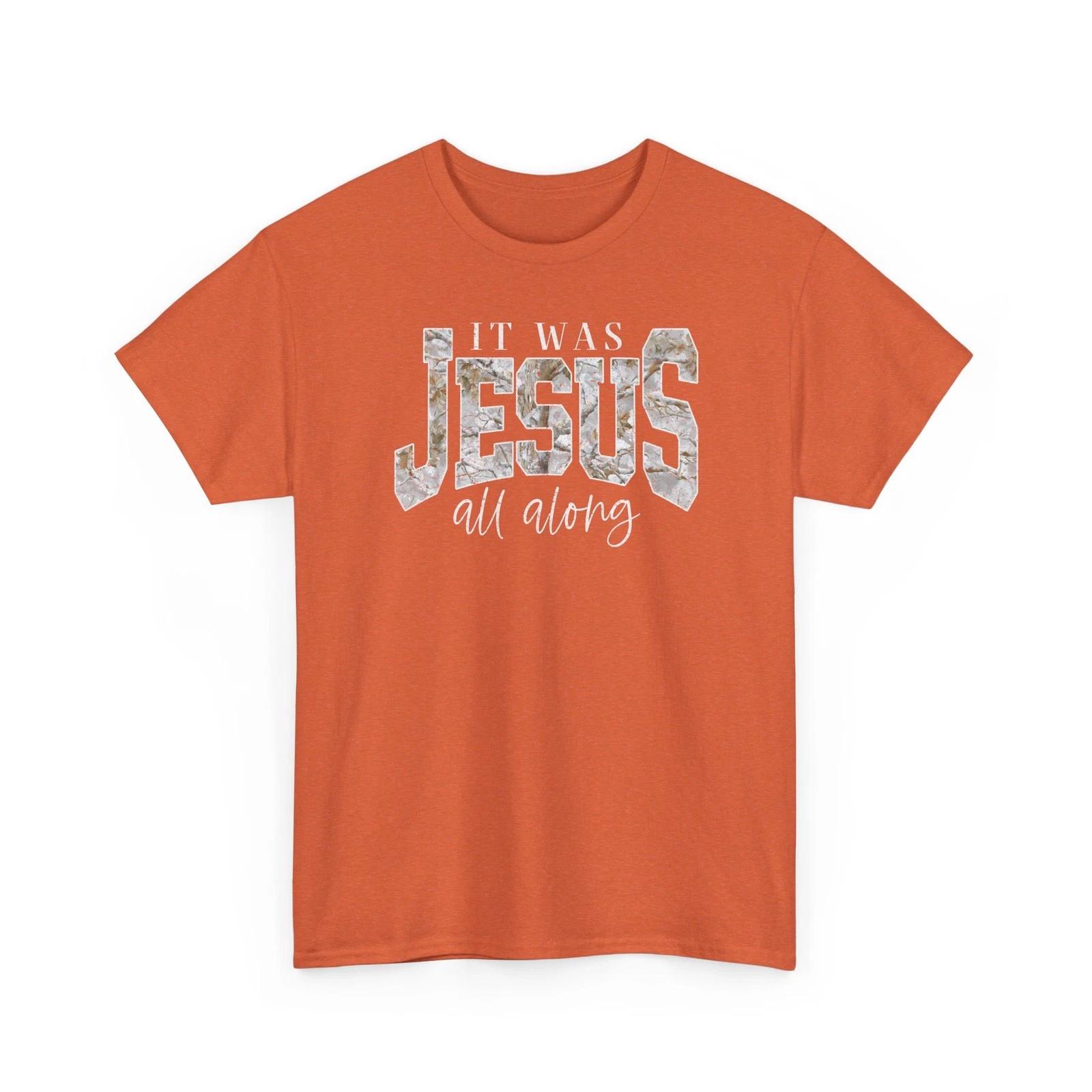 It Was JESUS All Along Camo Marble Letter Tee | Religious Scripture Shirt 2XL