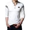 Herren Slim Fit Stehkragen Poloshirt - Einfarbig Langarm für Frühling & Herbst