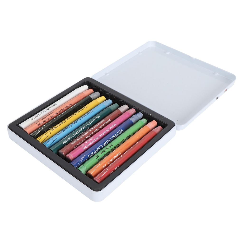 Art Watercolor Crayon Set Portable Professional Silky Watercolor Crayon Sticks for Papers 12 Colors