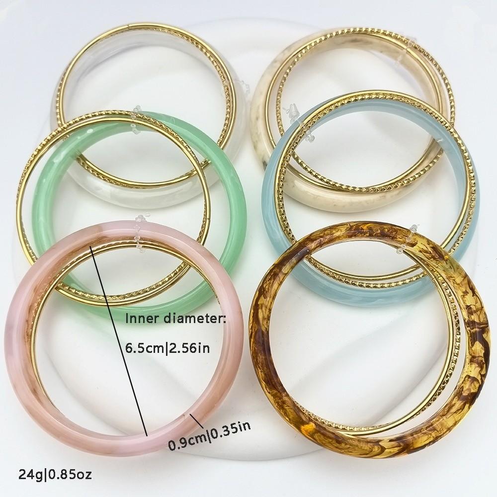 3Pcs/set Vintage Simple Round Bracelets Bohemian Retro Hand Ring Acrylic Smudging Bangles  Gift