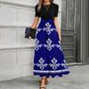Short Sleeve Women's Dress Casual Flowy A-Line Midi Tshirt Dresses With Pockets Crewneck Vocation Boho Beach Sundress