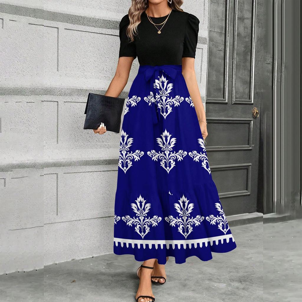 Short Sleeve Women's Dress Casual Flowy A-Line Midi Tshirt Dresses With Pockets Crewneck Vocation Boho Beach Sundress