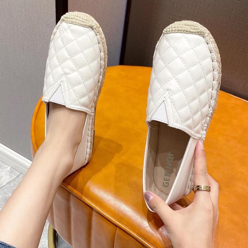 Fashion 2025 Delicate Fisherman Shoes Woman Quilted Espadrilles Shoes Stiching Rubber Flats Women Oxfords Leather Sneakers Femme Loafers