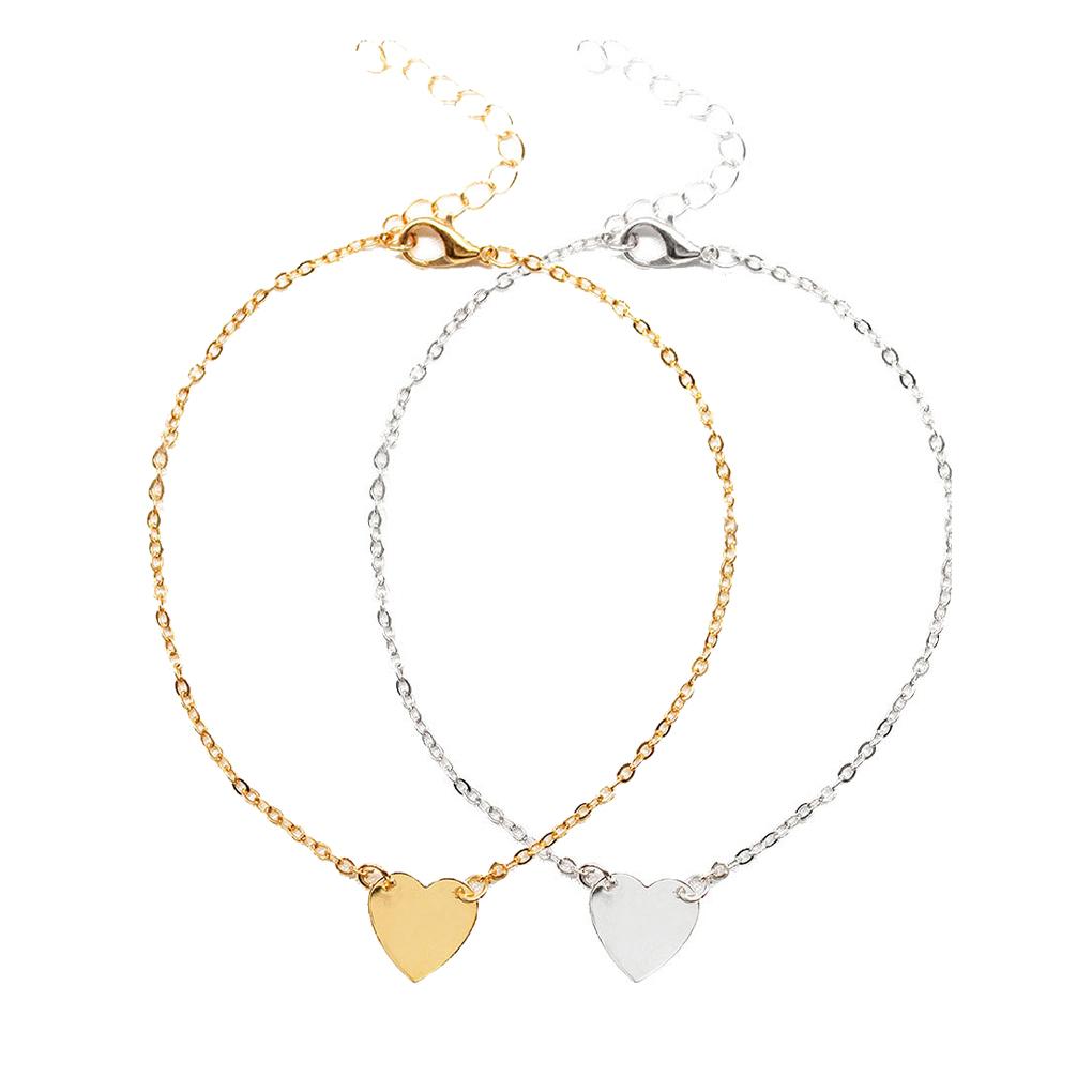 Ankle Bracelets Heart-shaped Aesthetic Jewelry Bohemian Simple Style Ornaments Fashion Accessory Beach Gifts Anklets for Women