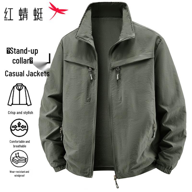 Red Dragonfly Men's Stand-Collar Casual Lightweight Jacket