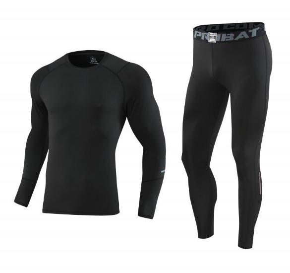 3A 2026 XIN Men Round Neck Long Sleeve T-shirt Full Length Tights Compression Sportwear Set L чёрный