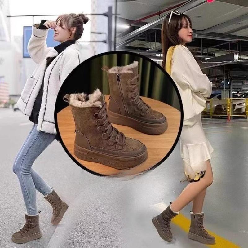 Winter Women's Warm Plush Snow Boots High Quality Cold Proof Casual Suede Cotton Boots Women's Pu Leather Ankle Boot Botas Mujer