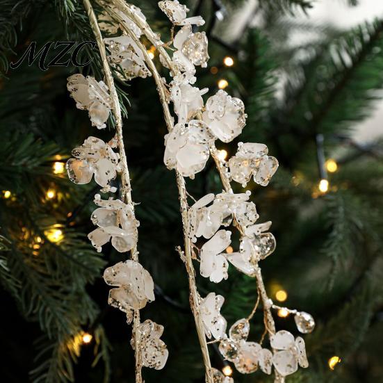 Mantelpiece Holiday Accents Faux Crystal Christmas Tree Picks, Acrylic White Glitter Sprays for Decor And Clear Faceted Beads Wreath Centerpieces,