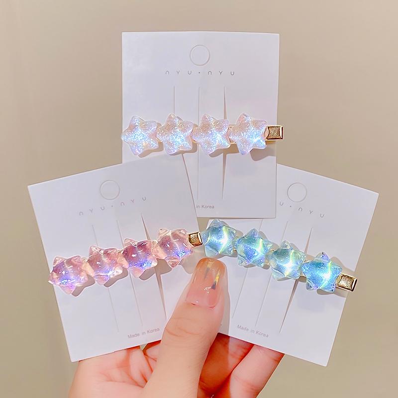 Kobiety Dziewczynki Urocze Kolorowe Spinki do Włosów w Kształcie Gwiazdek Słodka Dekoracja Włosów Opaska Klipsy Boczne do Włosów Spinki Modne Akcesoria do Włosów