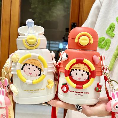 Cute Cartoon Children Thermos Water Bottle With Straw Stainless Steel Thermal Insulation Cup Girls School Kindergarten Kettles
