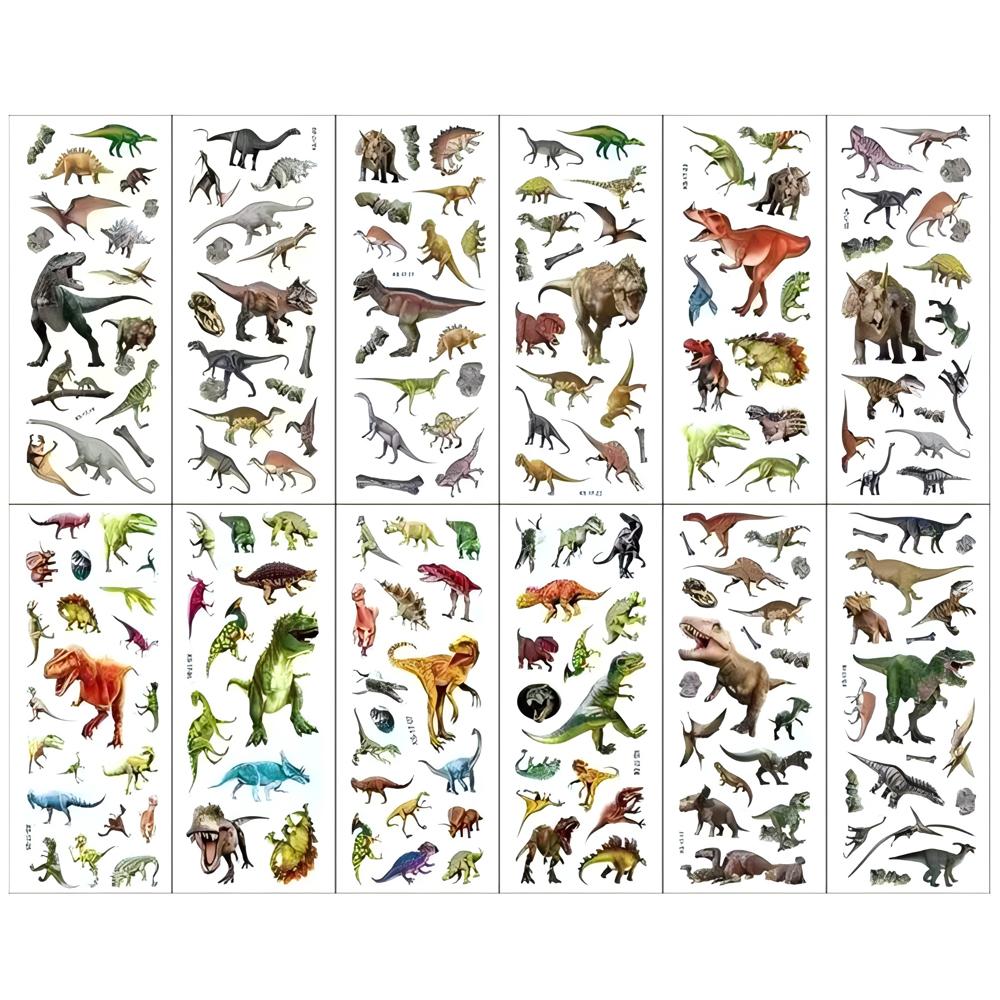 12pcs Dinosaur Bubble Stickers Cool Animal 3D Puffy Bulk Sticker Handmade DIY Hand Account Funny Cartoon Decoration Decals Toys