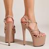Fashion Summer 17CM Super High Heels Sandals Women Platform Pumps Fashion Open Toe Buckle Strap Ladies Party Stripper Shoe Black Shoes